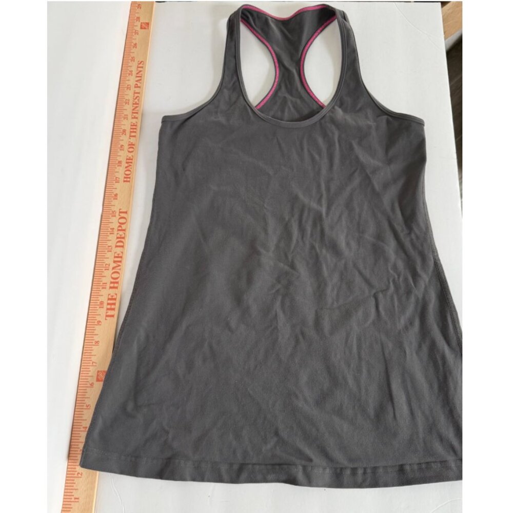 Lululemon Racerback Tank Grey with Pink Stitching